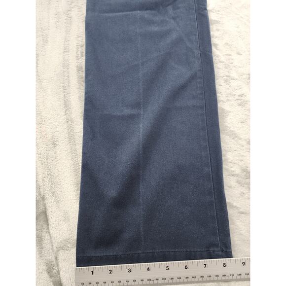 LL Bean High Rise Straight Leg Chino Pants Size 12 Blue Cotton Office Preppy - Picture 8 of 9